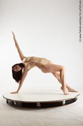 Nude Gymnastic poses Woman White Kneeling poses - ALL Slim long brown Pinup